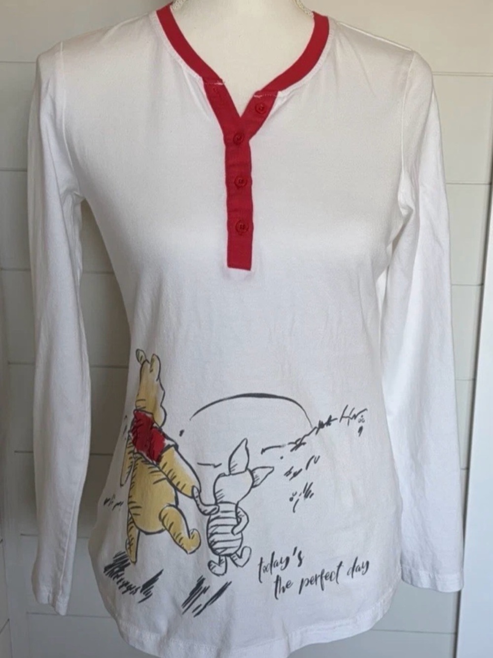 Disney Store Winnie the Pooh Piglet Women Pajama Top S Small Soft Comfy Shirt